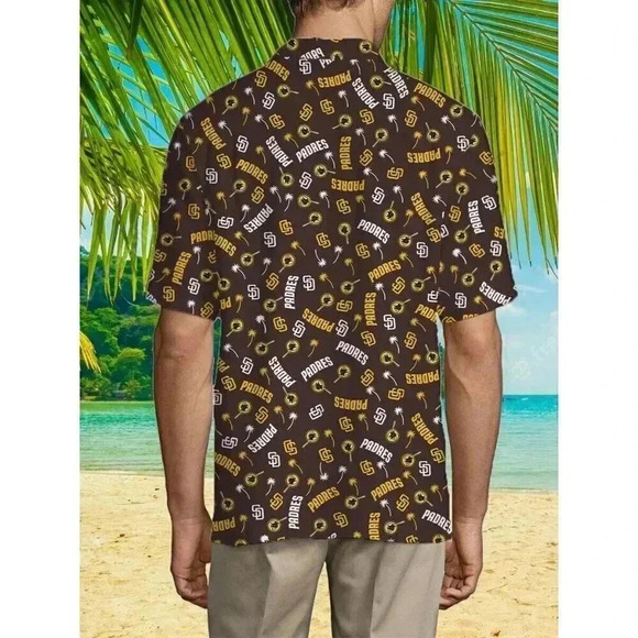San Diego Padres BDA Button Up XL Brown Shirt Southwest Promo MLB Baseball - Picture 3 of 5